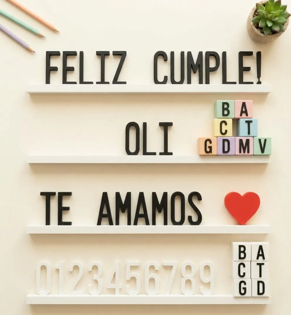 Palabras decorativas negras colocadas sobre una pared clara